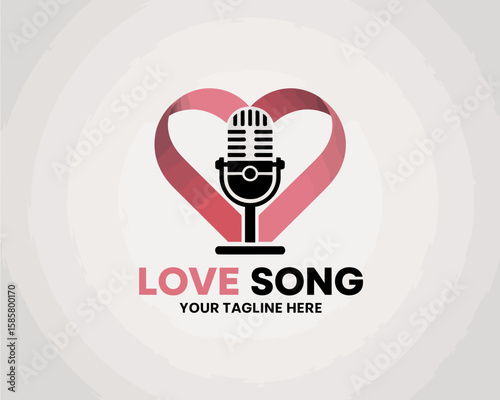 This logo creatively combines a microphone and a heart shape, representing the emotional connection between music and love, perfect for songs that touch the heart.