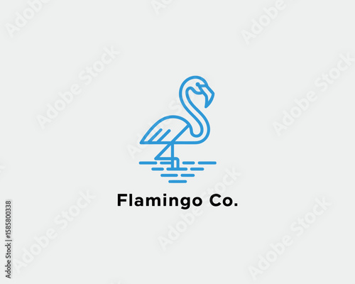 A stylish and minimalist logo featuring a flamingo, perfect for brand identity in the creative industry, showcasing elegance and modern design aesthetics.