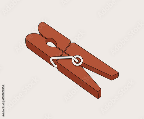 This minimalist illustration of a clothespin highlights its simple design and utility, evoking feelings of nostalgia and everyday practicality in daily tasks.