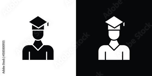 Graduated icon Flat Vector illustration. Simple black symbols