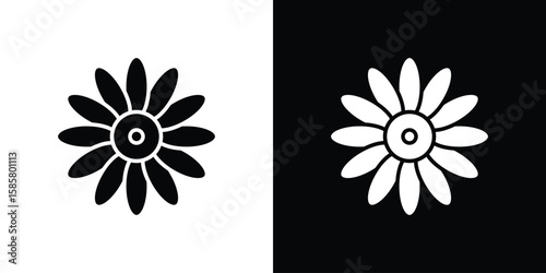 Gerbera icon Flat Vector illustration. Simple black symbols
