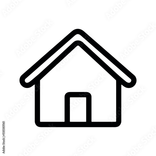 Simple Black Home Icon with Door on White Background