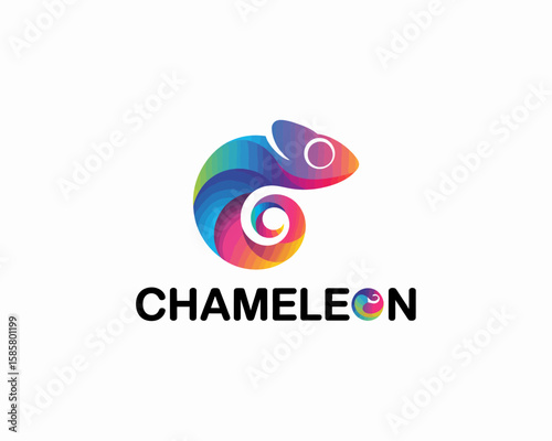 Vibrant chameleon logo captures adaptability and change, ideal for brands in tech, design, and innovation. Its colorful design embodies creativity and flexibility in style.