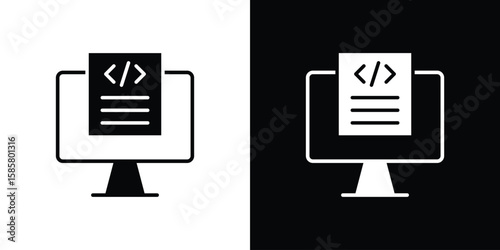 Front end icon Flat Vector illustration. Simple black symbols
