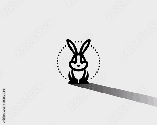 This image features a playful rabbit logo, designed with a modern black silhouette and a shadow effect, emphasizing simplicity and versatility for branding purposes.