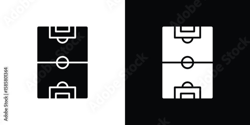 Football field icon Flat Vector illustration. Simple black symbols