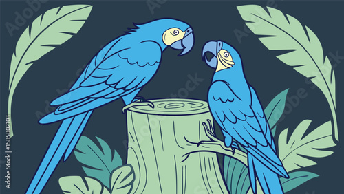 Blue Macaws in the Jungle
