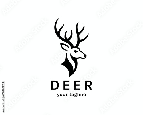 This image features a stylized deer logo representing grace and nature, ideal for branding in outdoor, wildlife, or nature-related industries, conveying elegance and uniqueness.
