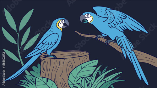 Blue Macaws in the Jungle