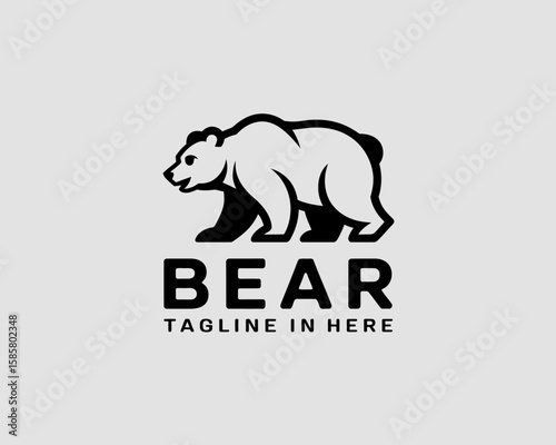 A strong, sleek bear silhouette captured in a bold design, ideal for creative projects focused on adventure, strength, and nature, beautifully illustrating wildlife themes.