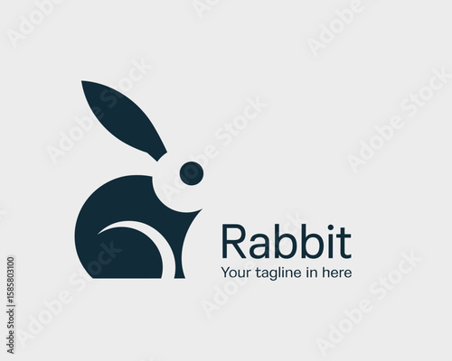 A minimalist rabbit logo featuring a sleek design, perfect for businesses related to pets or wildlife, emphasizing simplicity and playfulness in branding.