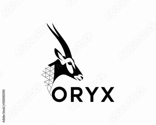 This sleek logo features a geometric oryx head, showcasing a blend of modern design and wildlife inspiration, perfect for innovative brand identities.