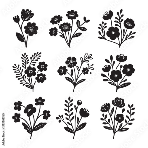 Floral Bouquets and Elements Silhouettes