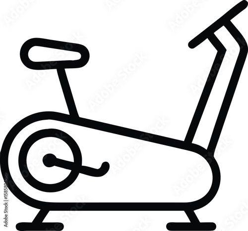 Outline drawing of exercise bike illustration for fitness and workout designs