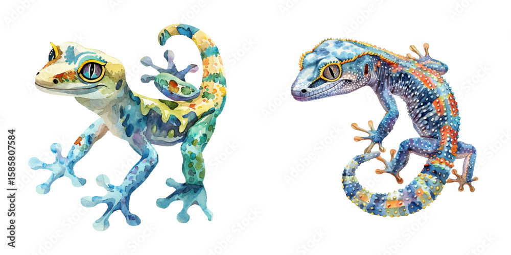 Fototapeta premium gecko watercolor vector illustration