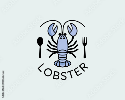 An appealing graphic representation of a vibrant lobster with utensils, capturing the essence of seafood and culinary delight in a playful style.