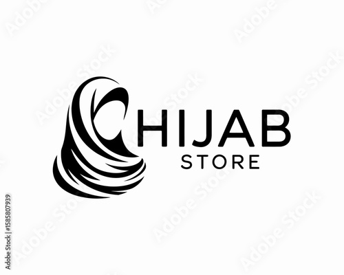 This logo features an elegant hijab design encapsulated in a stylized form, representing a modern hijab store with a focus on fashionable and versatile headwear options.
