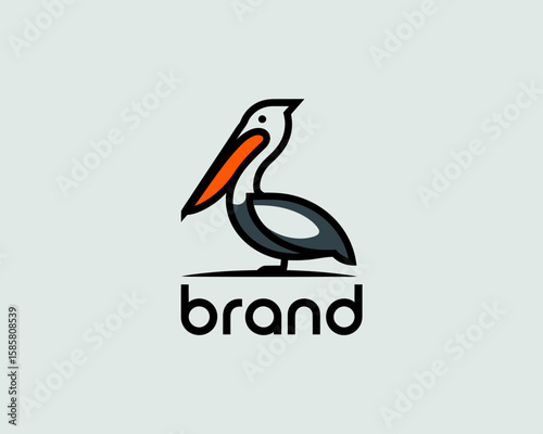 A creative logo of a pelican, featuring a sleek design and vibrant colors that highlight the brand's identity, perfect for any business needing a unique emblem.