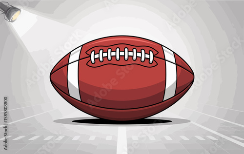 A vibrant illustration of an American football situated on a field, capturing the essence of sportsmanship and excitement associated with football games.