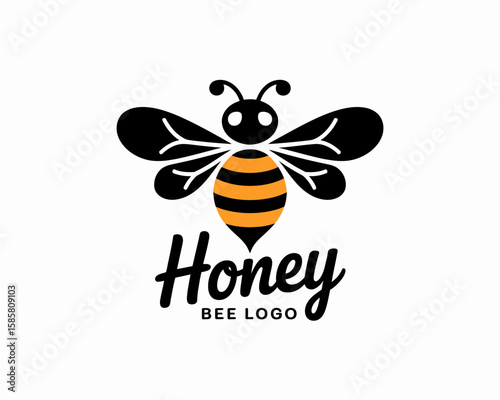 This logo design features a friendly bee, perfectly aligning with honey product branding, emphasizing sweetness, nature, and the importance of bees in our ecosystem.