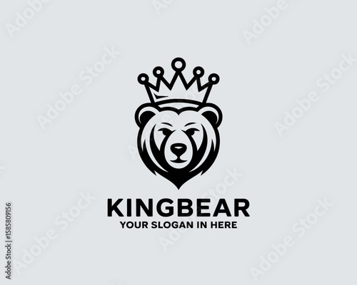A sleek logo design showcasing a bear adorned with a crown, representing strength, majesty, and the essence of branding in modern business identity.