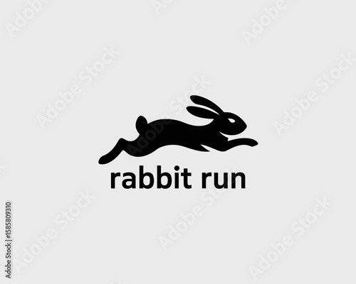 The logo showcases a sleek, abstract rabbit in motion, symbolizing speed and agility, ideal for brands related to pets or outdoor activities.