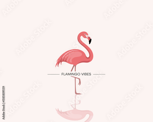 The image displays a sleek, pink flamingo standing gracefully, representing elegance and tropical vibes, perfect for projects related to summer or travel themes.