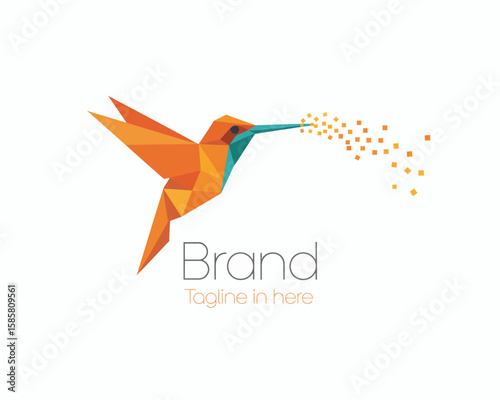 This vibrant polygonal hummingbird logo captures elegance and movement, making it perfect for brands focused on dynamism, nature, and creativity.