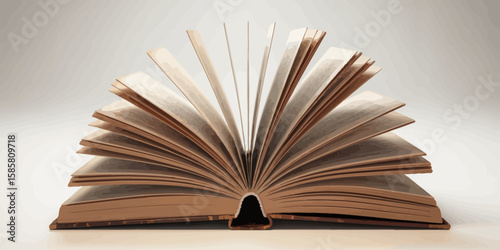 An open book displaying its pages fanned out beautifully against a soft white background, showcasing the artistry of printed literature and the joy of reading.