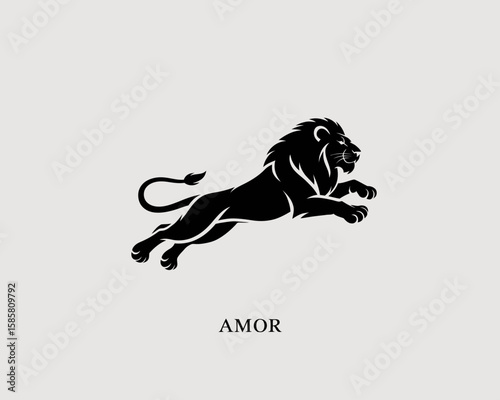 A sleek, powerful logo of a leaping lion, representing strength and courage, perfect for brands looking for a bold and impressive identity in any industry.