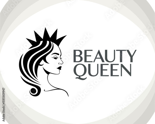 A stylish silhouette of a beauty queen wearing a crown, representing grace and confidence in a minimalist artistic style focused on beauty and empowerment.