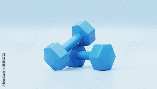 These artistic blue dumbbells symbolize fitness and strength, representing an essential tool for workout enthusiasts aiming to achieve their health and wellness goals.