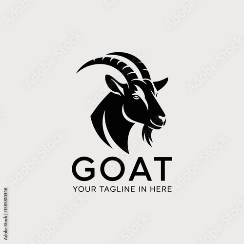 An elegant logo featuring a stylized goat's head, perfect for branding related to strength, determination, and symbolism of agility and resilience in business or personal ventures.