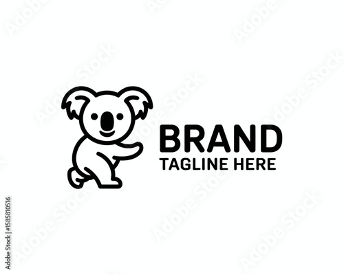 A playful and adorable koala character logo, perfect for children's brands or services aiming to capture the attention of young audiences with a friendly design.