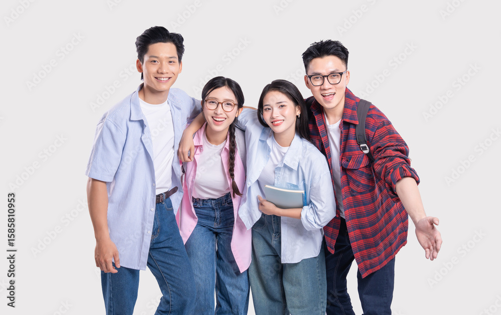 Smiling students gather in cheerful camaraderie symbolizing friendship and academic connection Smiling students gather in cheerful camaraderie symbolizing friendship and academic connection