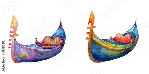 cute gondola watercolor vector illustration