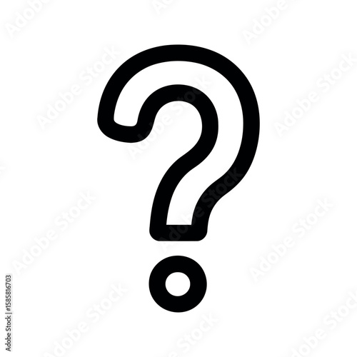 Isolated Black Question Mark Symbol on White Background