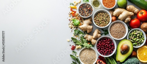 Vibrant Healthy Food: A Colorful Array of Grains, Legumes, and Vegetables