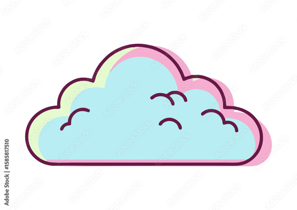 Fototapeta premium Colorful cloud illustration, fluffy design, cheerful weather symbol