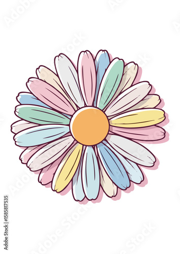 Colorful daisy flower illustration, cheerful design, natural beauty