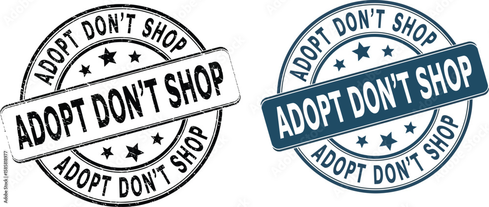 Fototapeta premium Promote pet adoption with these circular adopt don't shop stamps