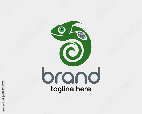 A unique and stylish logo featuring a chameleon that symbolizes adaptability and creativity, perfect for brand identities focused on growth and innovation.