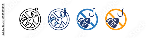 No Fishing Icon Set Multiple Style Collection
