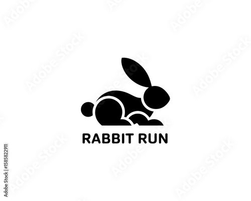A bold logo featuring a running rabbit, perfect for businesses related to speed, adventure, or pet care, combining vibrant design with energetic imagery.