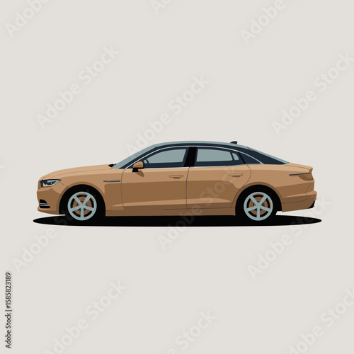 An elegant side view illustration of a modern car, showcasing sleek design and automotive craftsmanship, ideal for advertising or car-related graphics.