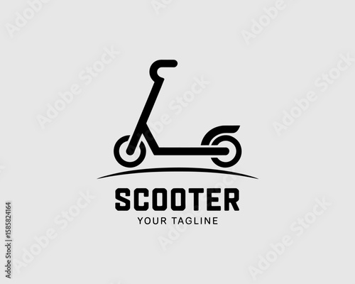 A vibrant and modern logo design featuring a scooter, symbolizing youthfulness and mobility, perfect for a trendy brand in the transport or recreation sector.