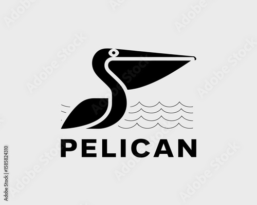 A minimalist pelican logo displays a striking silhouette formed with fluid shapes, symbolizing elegance, nature, and professionalism in a modern artistic style.