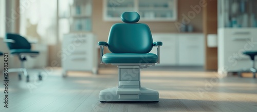 Teal Medical Examination Chair in Modern Clinic