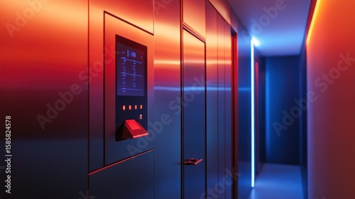 Wallpaper Mural Modern hallway with colorful neon lighting Torontodigital.ca
