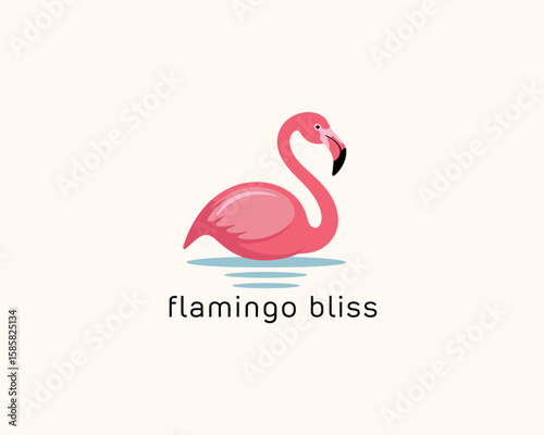 This vibrant logo features a charming pink flamingo, embodying blissful vibes and tropical aesthetics, suitable for brands focused on leisure, relaxation, or fun experiences.